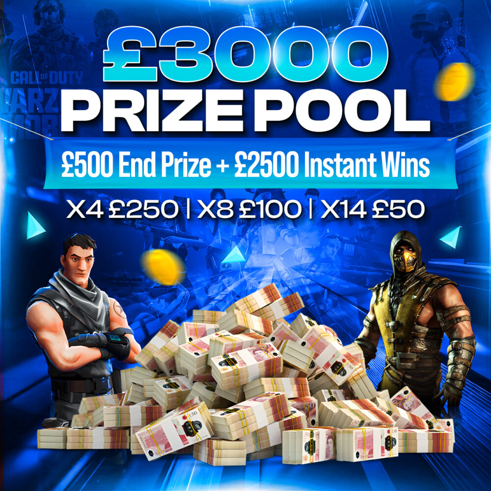 INSTANT WIN - £3k Cash Prize Pool - £500 End Prize